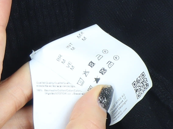 Hugo Boss Men's Black Cotton Regular Fit 1/2 Zip Jumper M