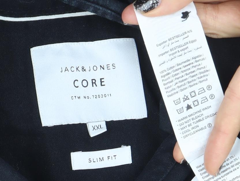 Jack & Jones Core Men's Black Slim Fit 2XL Long Sleeve Button-Up Shirt