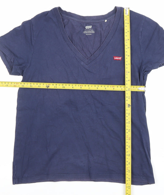 Levi's Womens Blue V-Neck Short Sleeve Cotton T-Shirt XS