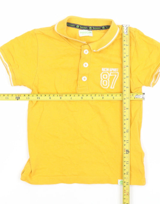 Bossini Boys Yellow Cotton Polo Shirt 5-6 Years Classic Short Sleeve