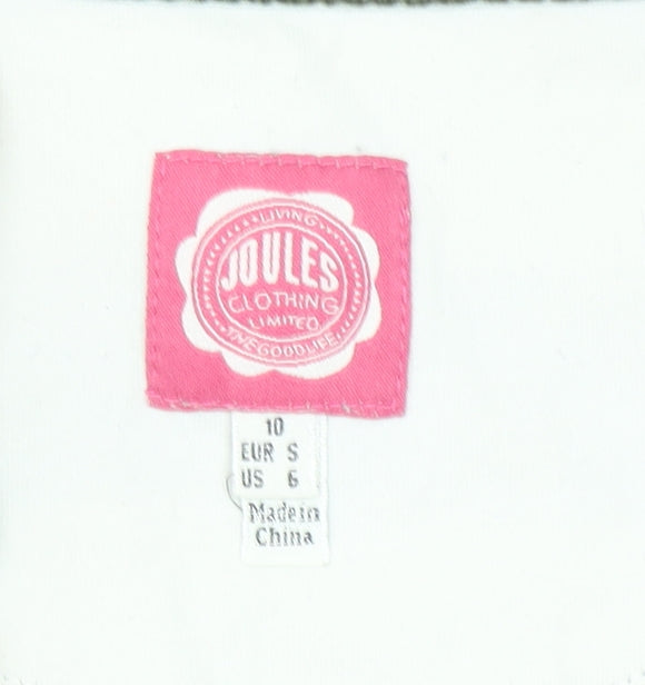 Joules Womens Blue Striped V-Neck 3/4 Sleeve Cotton T-Shirt Size 10