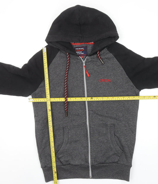 Carbon Men's Grey Full Zip Hoodie Medium Hooded Sweatshirt