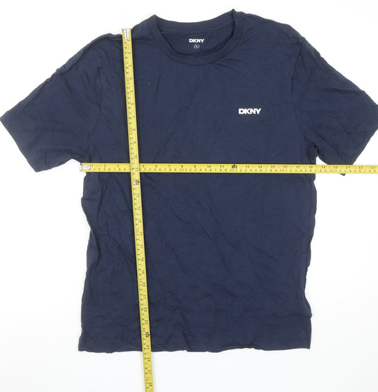 DKNY Men's Blue Cotton Crew Neck Short Sleeve T-Shirt Size L