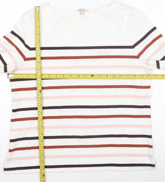 Barbour Women's White Striped Long Sleeve Hawkins Cotton Top UK 14