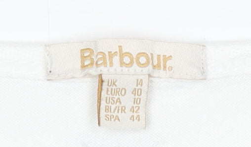 Barbour Women's White Striped Long Sleeve Hawkins Cotton Top UK 14