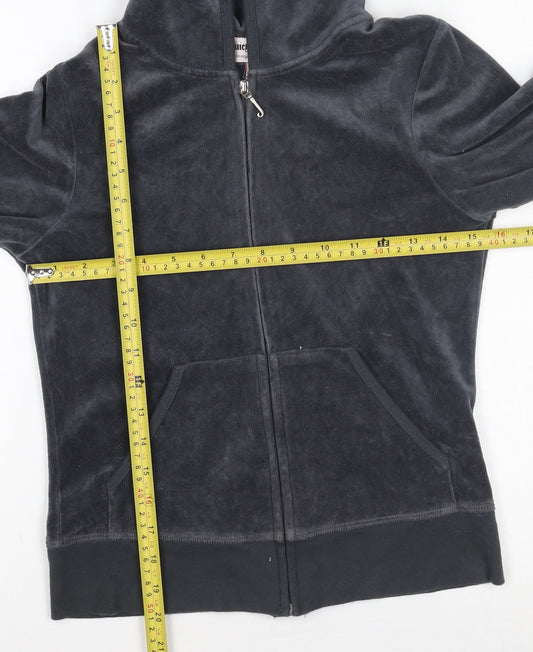 Juicy Couture Women’s Grey Velour Track Jacket S Hoodie Rhinestone Logo