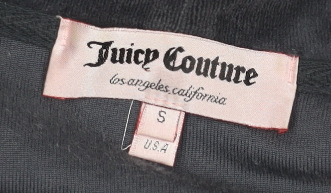 Juicy Couture Women’s Grey Velour Track Jacket S Hoodie Rhinestone Logo