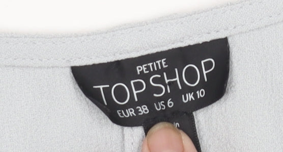 Topshop Petite Grey Wrap Dress Women Size 10 Belted V-Neck