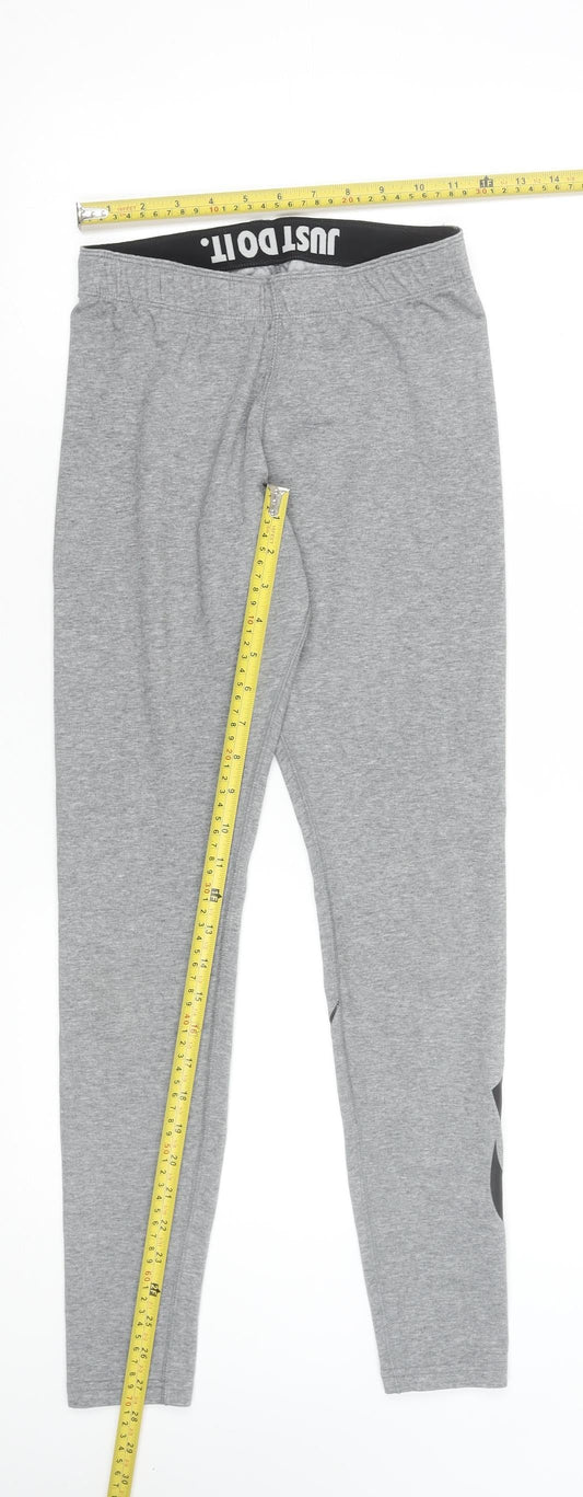 Nike Womens Grey Leggings Small Elastic Waist Slim Fit Activewear