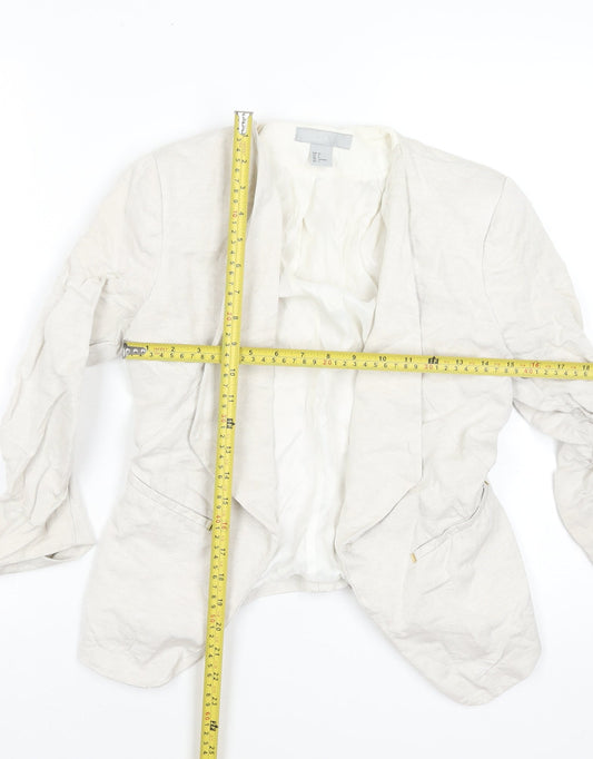 H&M Women’s Beige Linen Blend Blazer Jacket Size 8