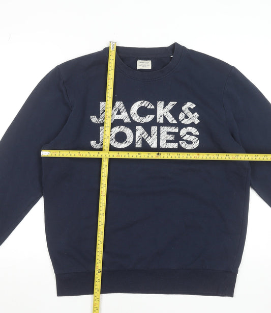Jack & Jones Men's Blue Crew Neck Logo Sweatshirt Size M