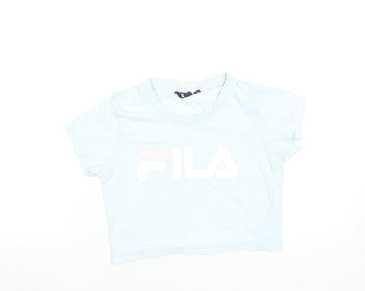 Womens UK Size S FILA Blue 100% Cotton T-Shirt