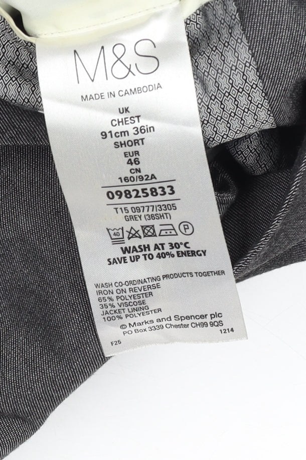 Marks and Spencer Men's Grey 36S Classic Single-Breasted Blazer
