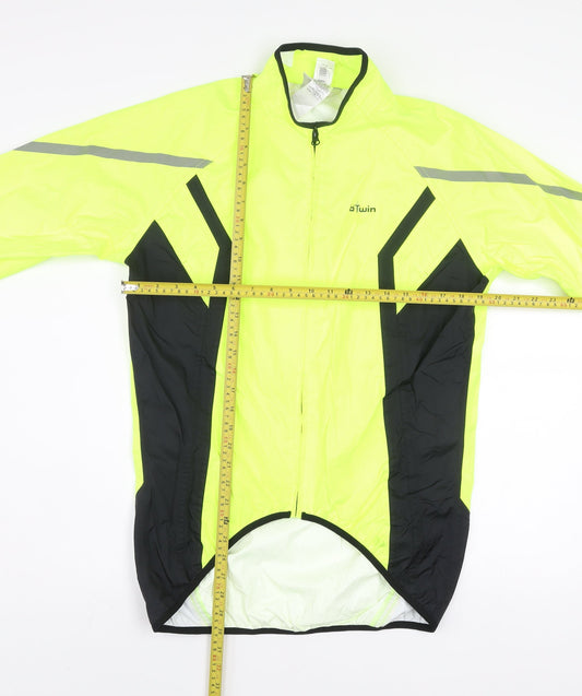 B'Twin Men's Yellow S Windbreaker Cycling Jacket Reflective Lightweight