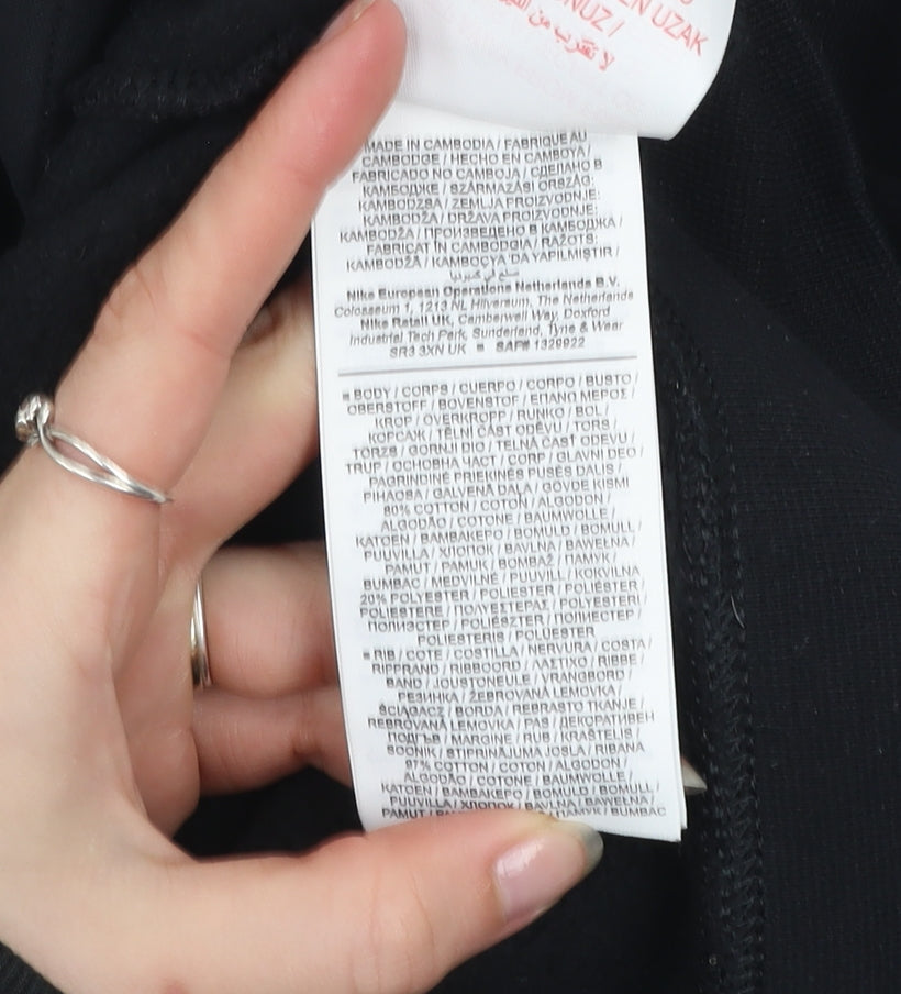 Nike Boys Black Pullover Hoodie XS 122-128cm Cotton Blend Logo Sweatshirt