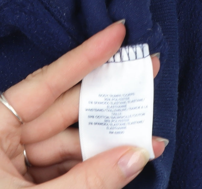 Lands’ End Men Navy Blue Fleece Jogger Trousers Size L Drawstring Waist