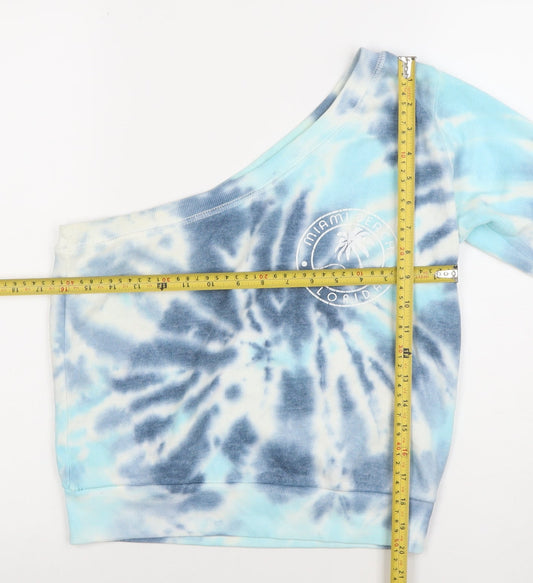 Ocean Drive Women Blue Tie Dye One Shoulder Sweatshirt Size S