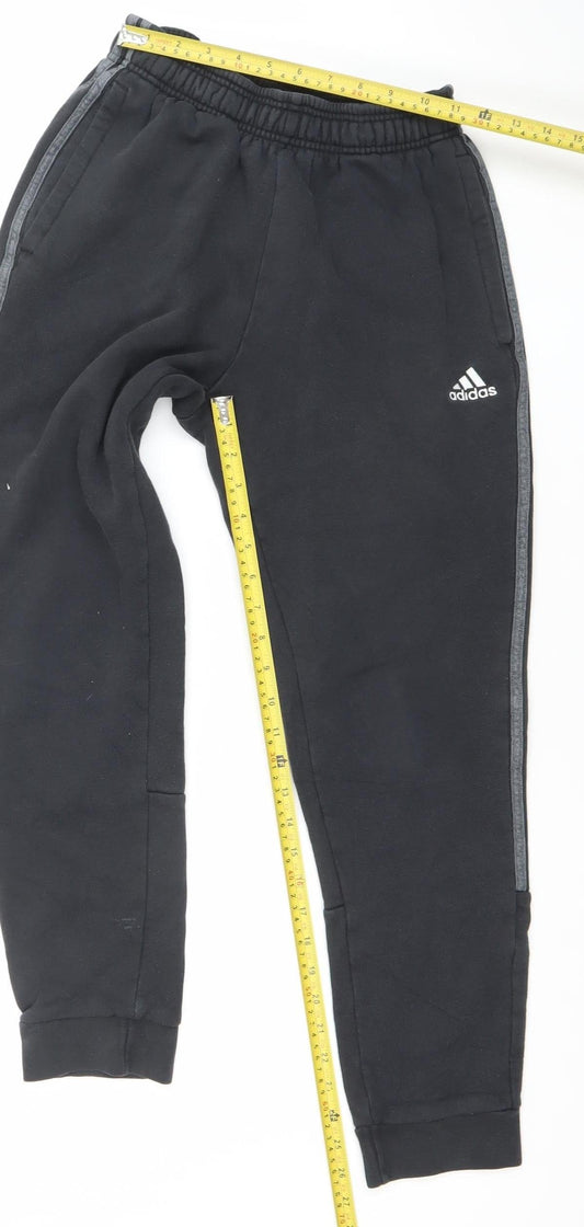 adidas Men's Black Jogger Sweatpants Small Fleece Tapered Trousers