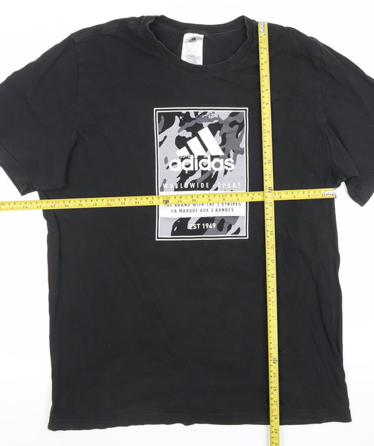 Adidas Mens Black XL Graphic Logo Short Sleeve Cotton T-Shirt