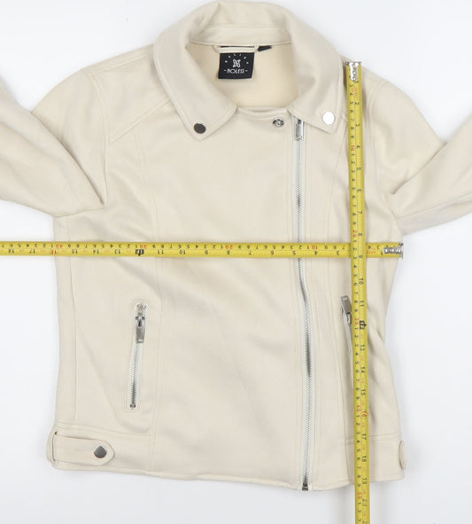 Relish Noless Women's Ivory Biker Jacket Size S Classic Zip Softshell