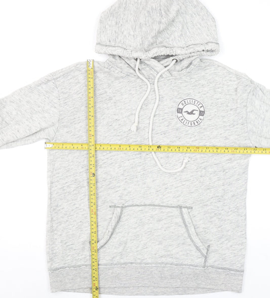 Hollister Men’s Grey Pullover Hoodie L Logo Fleece Casual