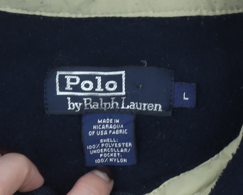 Ralph Lauren Men’s Blue Fleece Bomber Jacket Size L Full Zip Collared