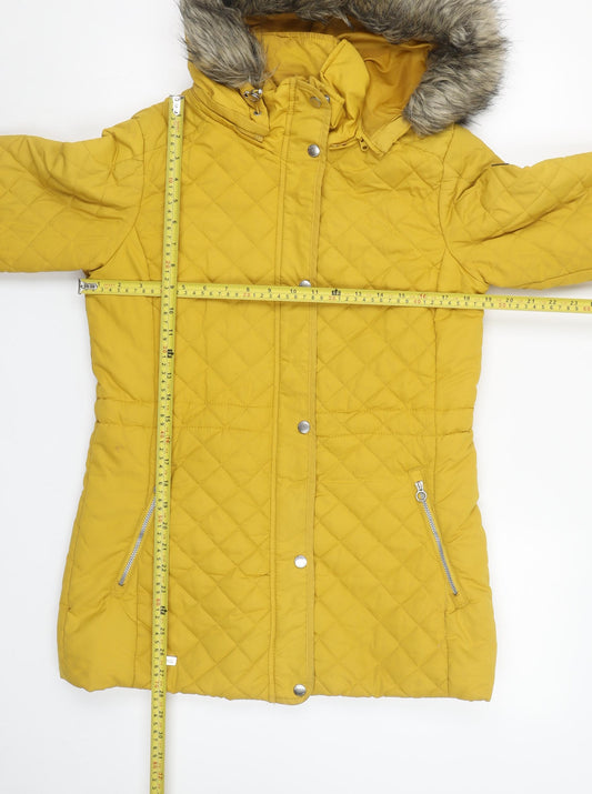 Regatta Womens Yellow Quilted Hooded Jacket Size 12
