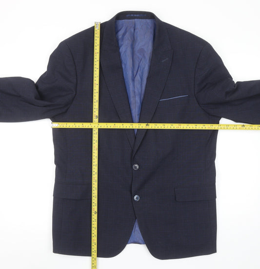 Remus Uomo Men's Blue Check Slim Fit 42R Blazer Jacket