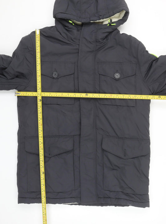 Superdry Men's Grey XL Hooded Parka Jacket Winter Lined Outdoor Coat