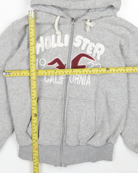 Hollister Boys Grey Zip Hoodie Jacket Size M Cotton Lined Casual