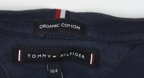 Additional view of Tommy Hilfiger boys’ blue graphic logo t-shirt, size 164