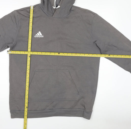Adidas Men’s Grey Pullover Hoodie Size M Regular Fit Sports Sweatshirt