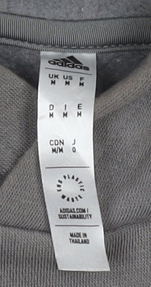 Adidas Men’s Grey Pullover Hoodie Size M Regular Fit Sports Sweatshirt