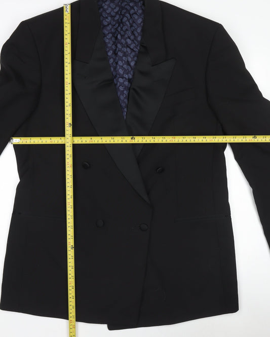 Trevira Men’s Black Double-Breasted Peak Lapel 42L Wool Blend Tuxedo Jacket