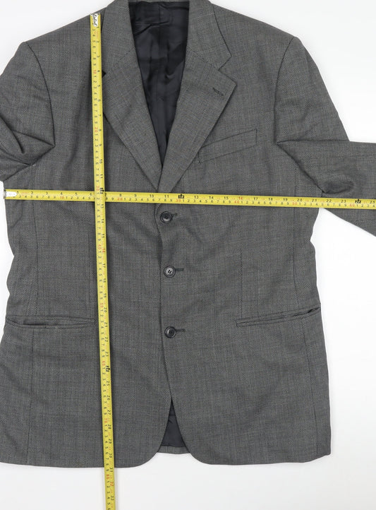 Savoy Taylors Guild Men's Grey Wool Blazer 42R Classic Notch Lapel Jacket