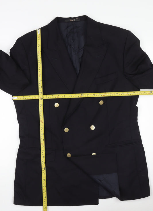 DAKS Mens Navy Wool Double-Breasted Blazer Jacket 40R Classic Style