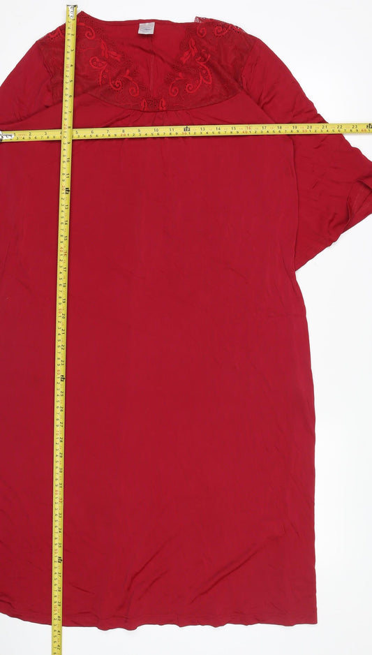 Mewa Women Red Size 16 Chemise Nightshirt 3/4 Sleeve Viscose