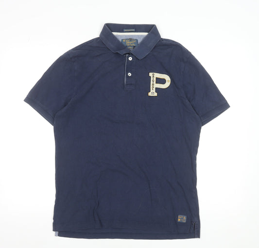 Original Penguin Mens Blue Slim Fit Cotton Polo Shirt L