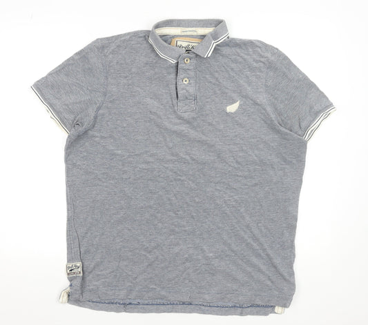 Drift King Men's Blue Cotton Polo Shirt Size L Casual Short Sleeve