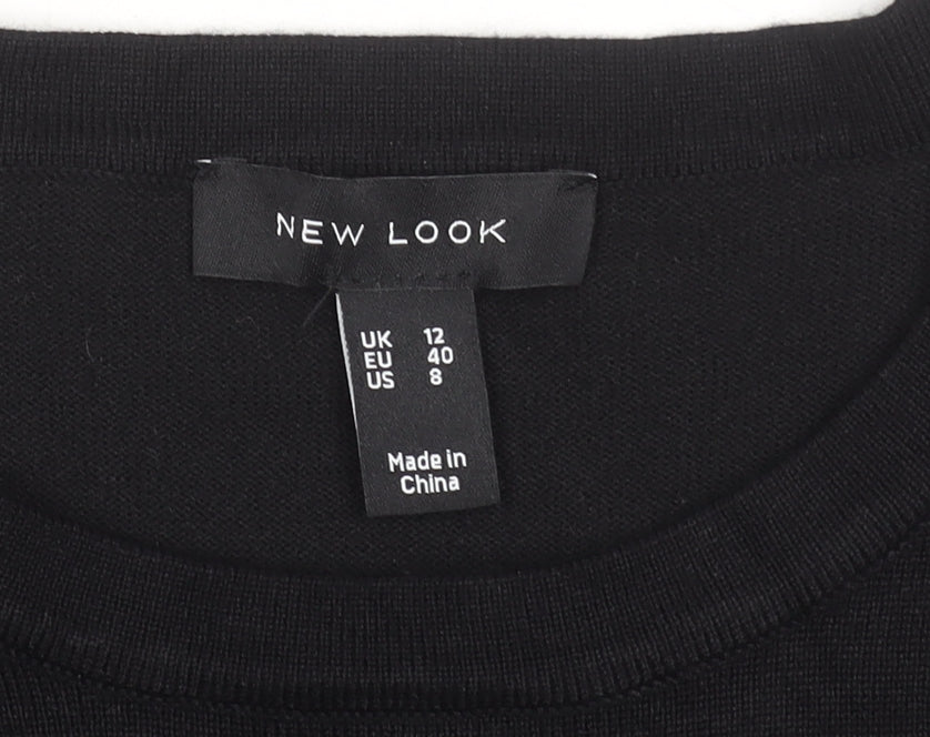New Look Women's Black Short Sleeve Basic T-Shirt Size 12