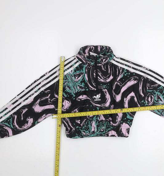 Adidas Girls Multicoloured 7-8 Years Pullover Graphic Half Zip Sweatshirt