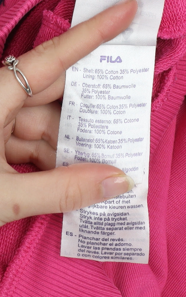 Fila Women’s Pink Pullover Hoodie Medium Cotton Blend Casual