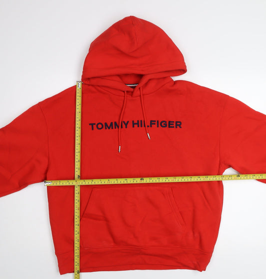 Tommy Hilfiger Men's Red Pullover Hoodie Size S Classic Fit Logo