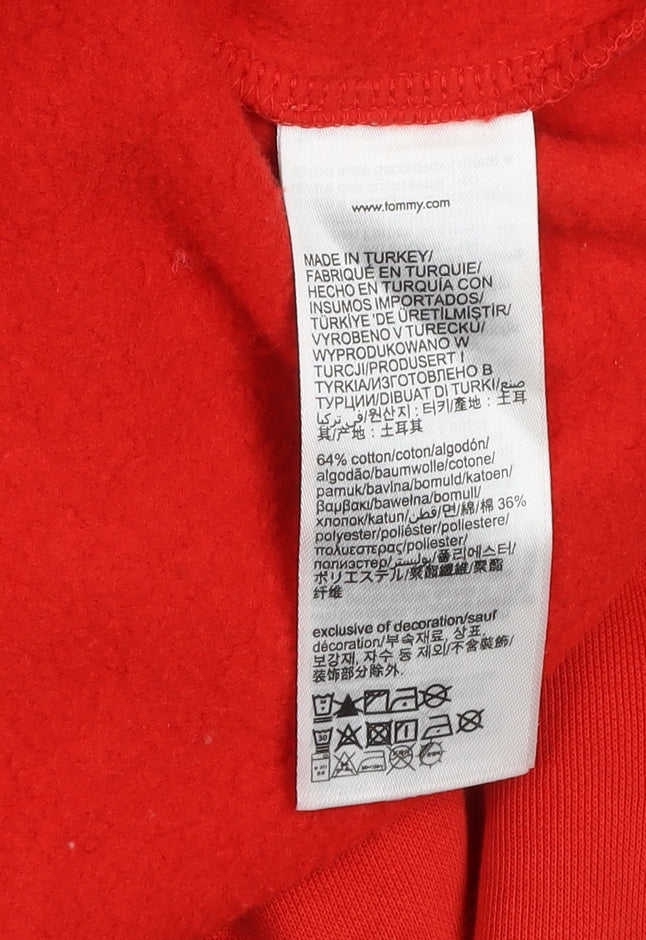 Tommy Hilfiger Men's Red Pullover Hoodie Size S Classic Fit Logo