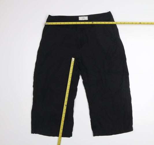 Fat Face Women Black Size 12 Cropped Trousers 100% Lyocell