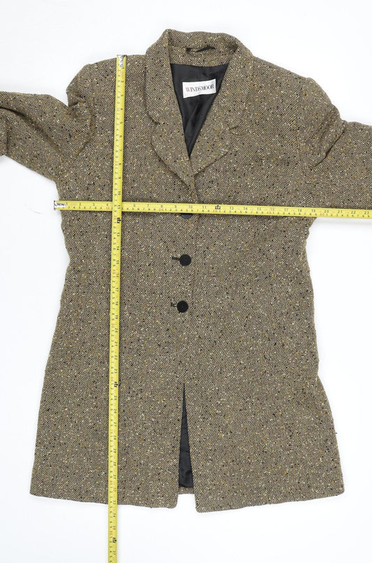 Windsmoor Women Beige Wool Blend Tweed Overcoat Size 12