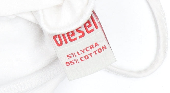 Diesel Women's White Cotton Camisole Tank Top S Regular Fit