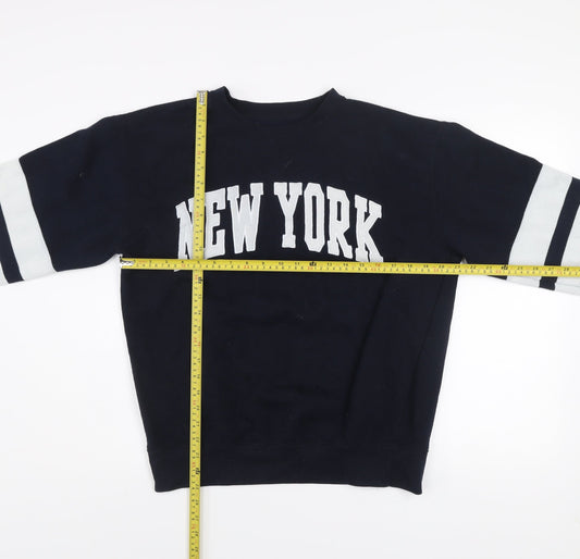 New York Popular Women's Navy Blue Pullover Sweatshirt Size L