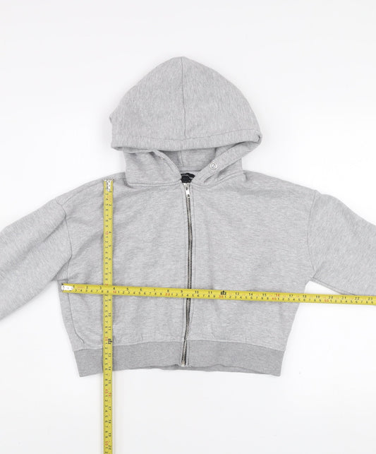 PrettyLittleThing Womens Grey Cropped Hoodie Jacket Size M