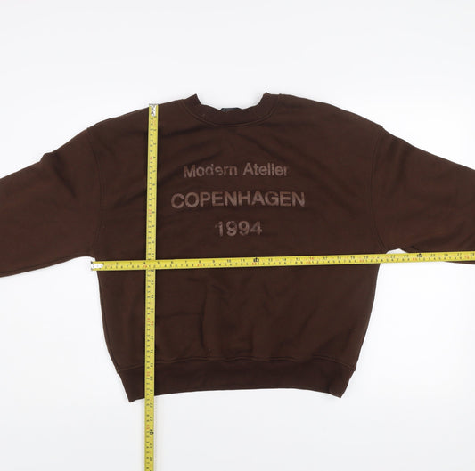 Dunnes Women’s Brown Pullover Sweatshirt Medium Modern Atelier Print